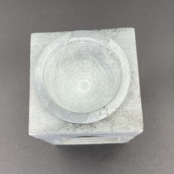 Essential Oil Burner Handcarved Soapstone Gray Om Symbol Made In India - Picture 5 of 14